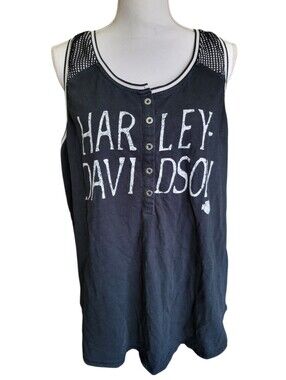 Harley-Davidson Plus Size Distressed Logo & Checkered Flag Back Tank Top